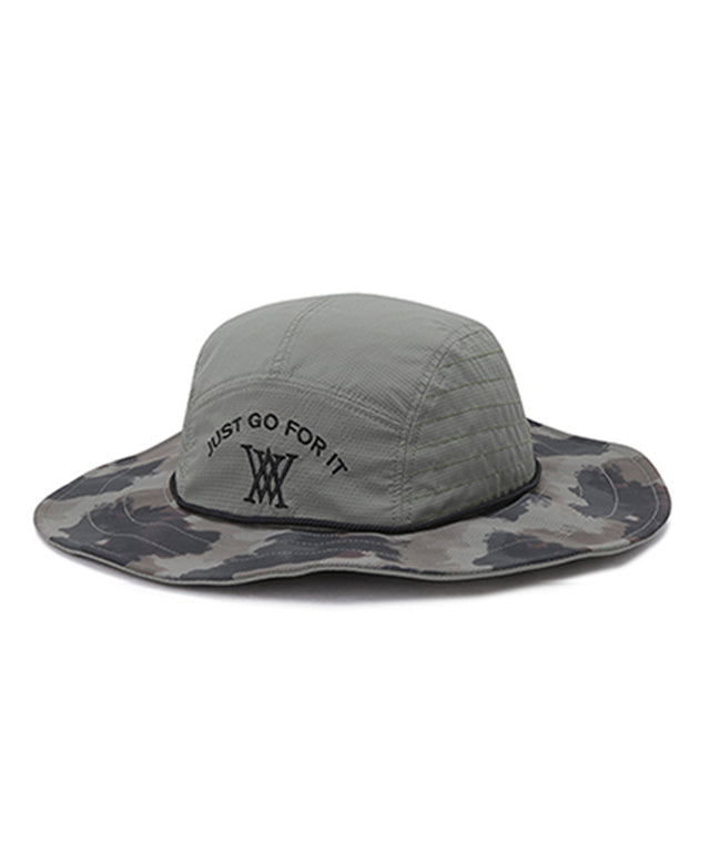 ANEW Golf Stitch Wide Hat in khaki with camo brim, designed for larger head sizes.